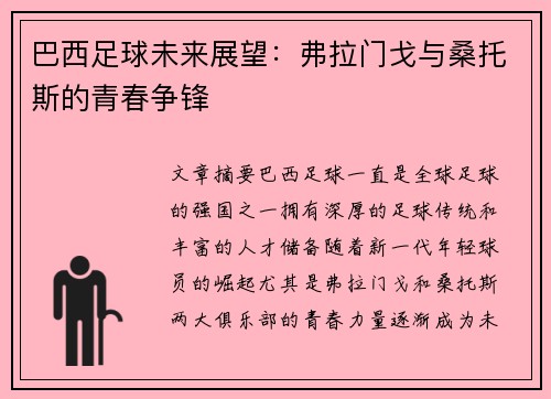 巴西足球未来展望：弗拉门戈与桑托斯的青春争锋